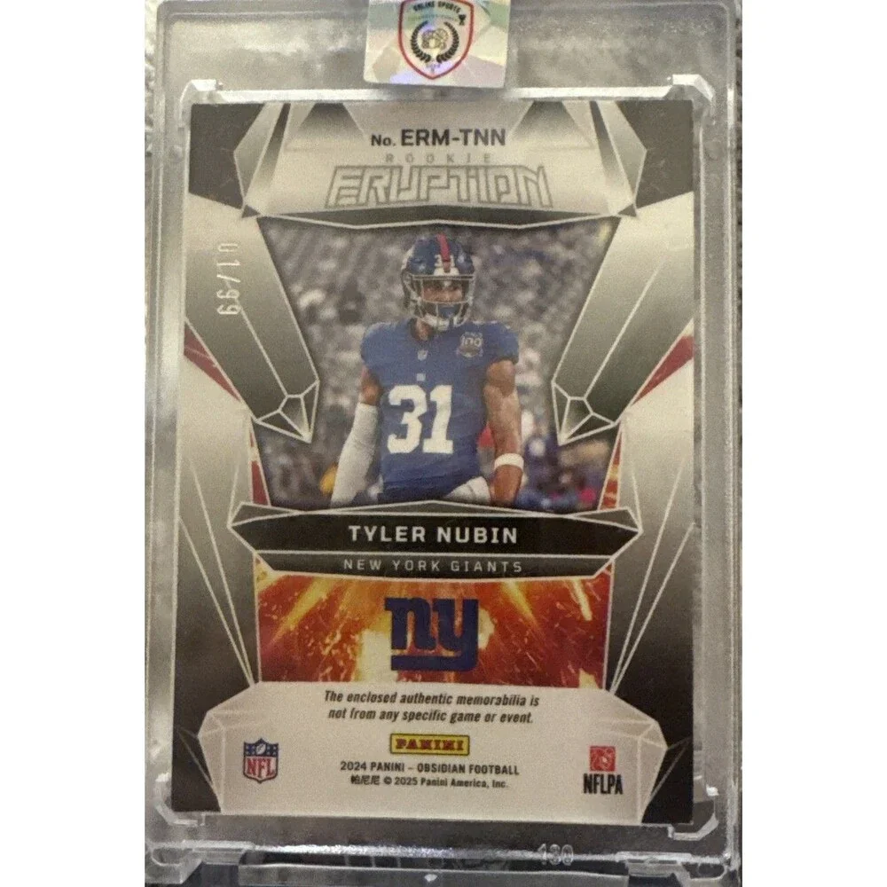2024 Obsidian Rookie Eruption Relic Tyler Nubin /99